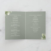 Salbeigrüne Florale Grüne Hochzeit Programm (Innenseite)