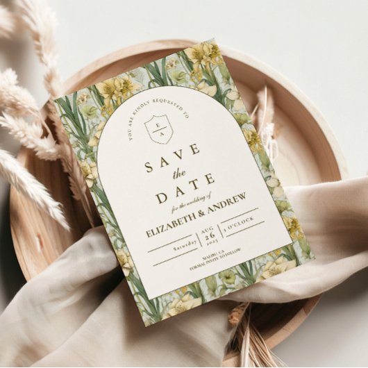 Salbeigrüne Florale Hochzeitsbogen Save The Date