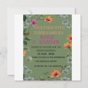Salbeigrüne Florale Hochzeitseinladung im Gartenst Dankeskarte