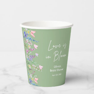 Salbeigrüne Florale Liebe ist in Blüte Brautparty  Pappbecher