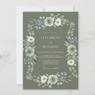 Salbeigrüne florale Pracht Hochzeit Einladung
