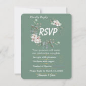 Salbeigrüne Florale RSVP-Karte Editierbar (Vorderseite)