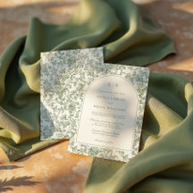 Salbeigrüne florale Toile-Monogramm-Hochzeitsbogen