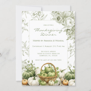 Salbeigrüne Florale Vintage-Herbst-Thanksgiving-Pa Einladung