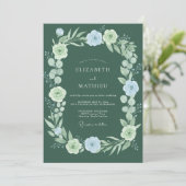 Salbeigrüne Florale Whimsical-Hochzeit Einladung (Stehend Vorderseite)