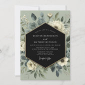 Salbeigrüne Florale Whimsy-Hochzeit Einladung (Vorderseite)