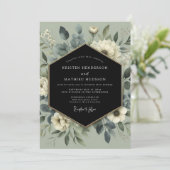 Salbeigrüne Florale Whimsy-Hochzeit Einladung (Stehend Vorderseite)