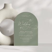 Salbeigrüne Flourish-Kalligrafie-Hochzeitsbogen