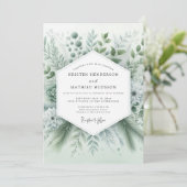 Salbeigrüne flüsternde botanische Hochzeit Einladung (Stehend Vorderseite)