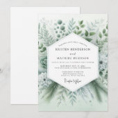 Salbeigrüne flüsternde botanische Hochzeit Einladung (Vorne/Hinten)