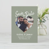Salbeigrüne Foto Moderne Schrift Save-the-Date-Kar Save The Date (Stehend Vorderseite)
