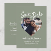 Salbeigrüne Foto Moderne Schrift Save-the-Date-Kar Save The Date (Vorne/Hinten)