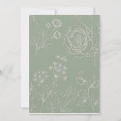 Salbeigrüne französische Floral-Garten-Probeessen- Einladung (Rückseite)