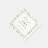 Salbeigrüne französische Vintage-Blumen-Hochzeitsp Serviette (Ecke)