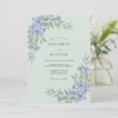 Salbeigrüne friedliche botanische Hochzeit Einladung (Stehend Vorderseite)