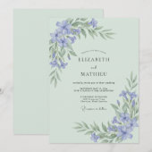 Salbeigrüne friedliche botanische Hochzeit Einladung (Vorne/Hinten)