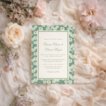 Salbeigrüne Garten-Chinoiserie-Hochzeitseinladung