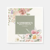 Salbeigrüne Gartenblumen-Hochzeitsdusche Serviette (Vorderseite)