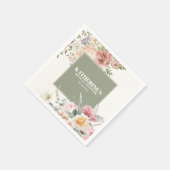 Salbeigrüne Gartenblumen-Hochzeitsdusche Serviette (Ecke)