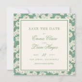 Salbeigrüne Gartenchinoiserie-Quadrat Hochzeitsank Einladung (Vorderseite)