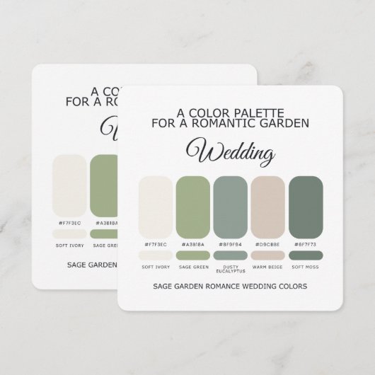 Salbeigrüne Gartenhochzeit Farbpalette Karte (Vorne/Hinten)