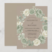 Salbeigrüne gedämpfte rustikale Hochzeit Einladung (Vorne/Hinten)