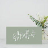Salbeigrüne Geschenkgutschein für Massagetherapeut (Stehend Vorderseite)