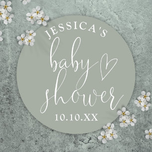 Salbeigrüne geschlechtsneutrale Babyparty-Geschenk Runder Aufkleber