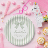 Salbeigrüne gestreifte Babyparty  Pappteller (Party)