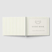 Salbeigrüne gestreifte Monogramm-Hochzeit Gästebuch (Voll)