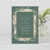 Salbeigrüne gewebte botanische Hochzeit Einladung (Stehend Vorderseite)