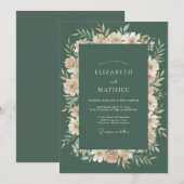 Salbeigrüne gewebte botanische Hochzeit Einladung (Vorne/Hinten)