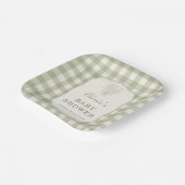 Salbeigrüne Gingham-Baby-Shower-Party Pappteller (Gewinkelt)
