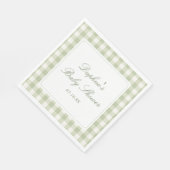 Salbeigrüne Gingham-Baby-Shower-Servietten Serviette (Ecke)