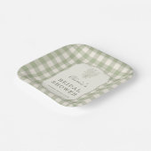 Salbeigrüne Gingham-Brautparty Pappteller (Gewinkelt)