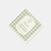 Salbeigrüne Gingham-Brautparty Serviette (Ecke)