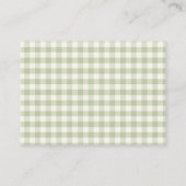 Salbeigrüne Gingham-Bücher Baby-Party Begleitkarte (Rückseite)
