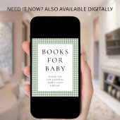 Salbeigrüne Gingham-Bücher für Baby Shower-Schild Poster