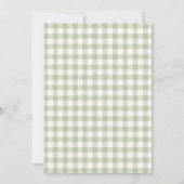 Salbeigrüne Gingham-Kätzchen-Baby-Party-Einladung (Rückseite)
