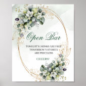 Salbeigrüne Grüne Open Bar Schild Goldene Hochzeit (Vorne)