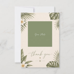 Salbeigrüne Hawaii Monstera Hochzeit 1 Foto Collag Dankeskarte