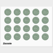Salbeigrüne Her Favorite Script Hochzeitstüte Runder Aufkleber (Blatt)