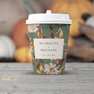 Salbeigrüne Herbst-Hochzeitspapierbecher Pappbecher