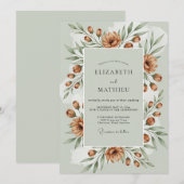 Salbeigrüne herbstliche Hochzeit Einladung (Vorne/Hinten)