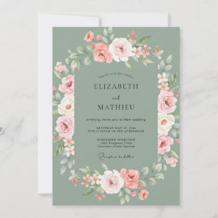 Salbeigrüne herrliche Frühlingshochzeit Einladung