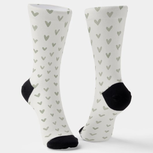 Salbeigrüne Herz-Muster-Socken Socken (Gewinkelt)
