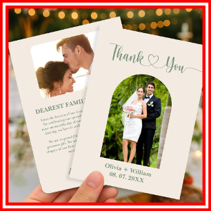 Salbeigrüne Hochzeit   Foto-Dankeskarten Dankeskarte