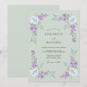 Salbeigrüne Hochzeit im Frühlingsstil Einladung (Vorne/Hinten)