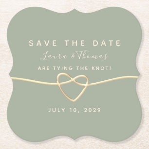 Salbeigrüne Hochzeit Save The Date Einladung Untersetzer