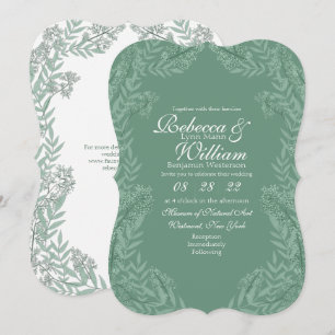 Salbeigrüne Hochzeit Vintage Botanik Einladung